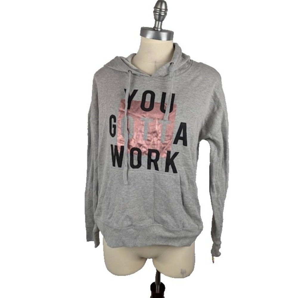 Material Girl Active Sweater Heather Platinum Size M You Gotta Work Gray Hoodie